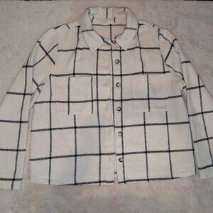 Melloday Anthropologie Checkered Black And White Button Up Light Jacket XL